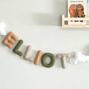 Custom Name Banner, Custom Name Garland, Rainbow and Clouds Name Banner, Felt Baby Name Banner, Nursery Decor, Newborn Gift, Baby Shower