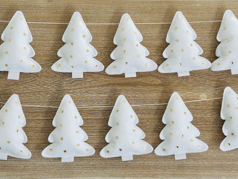 White Christmas Trees Garland, White Holiday Garland, Holiday Decor