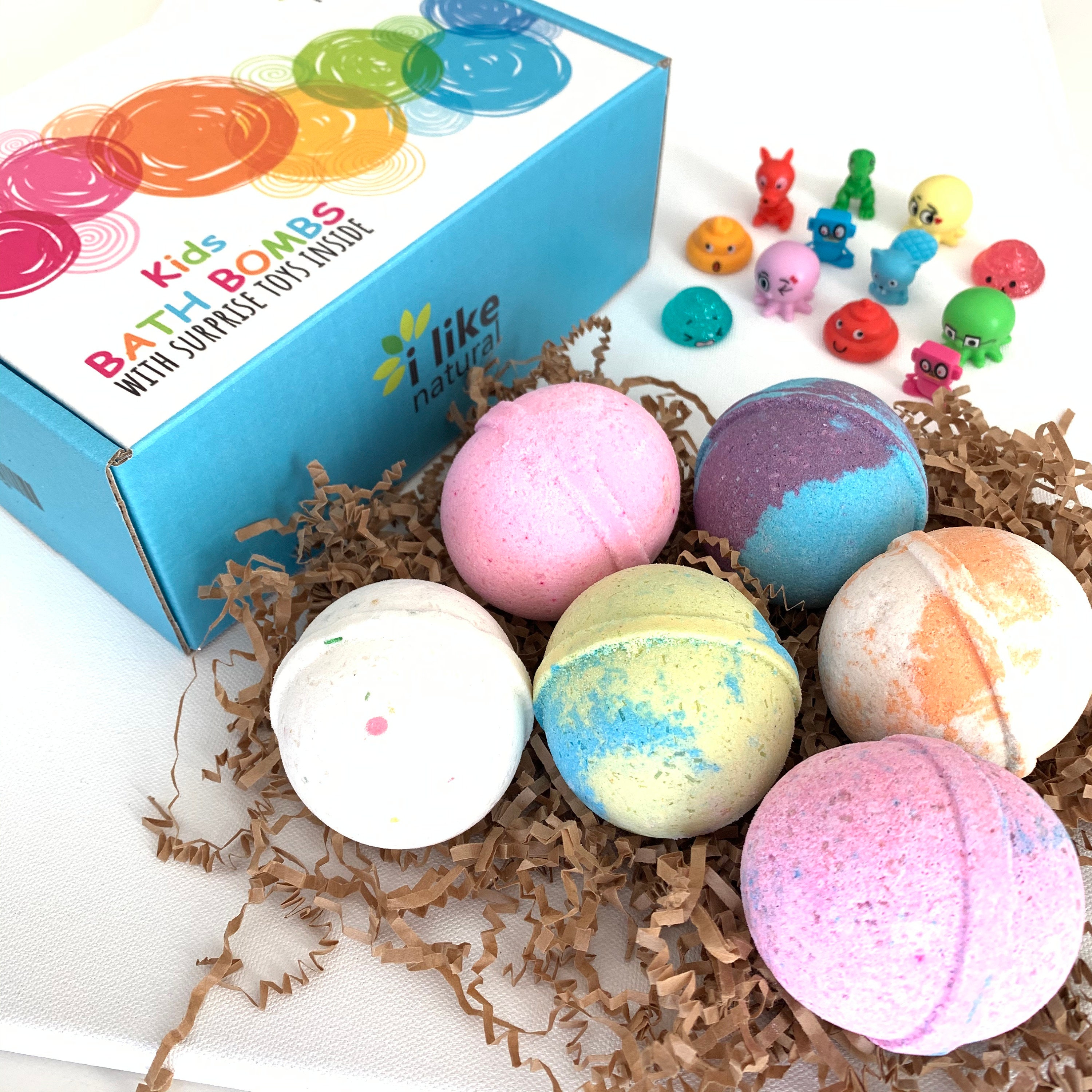 Bath Bombs With Surprise Toys Inside, Stocking Stuffers, Set of 6 Bath