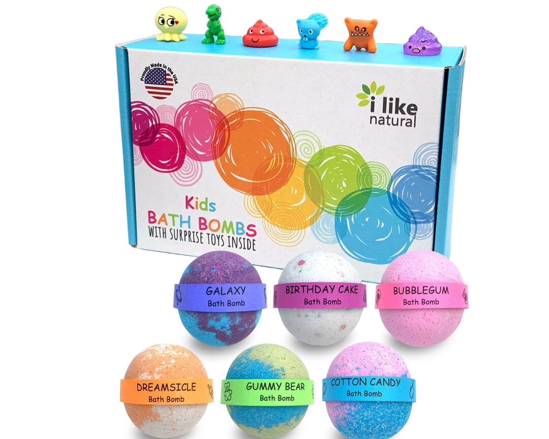Bath Bombs With Surprise Toys Inside, Stocking Stuffers, Set of 6 Bath