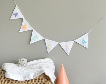 Custom Felt Name Banner: Pastel Nursery Decor, Baby Shower