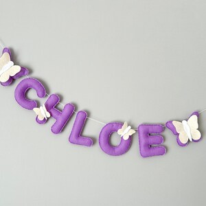 Butterfly Felt Name Banner, Custom Baby Name Garland, Butterflies Name Banner, Personalized Name Banner, Nursery Decor, Baby Shower Gift