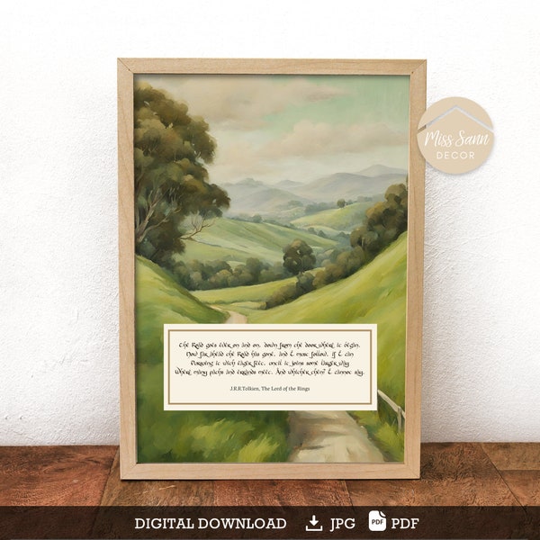 Shire painting, Lord of the Rings poster, Tolkien poster, Lord of the Rings wall art, Tolkien poem DIGITAL DOWNLOAD
