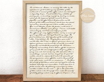 Mr Darcy's letter to Elizabeth, Pride and Prejudice, Jane Austen poster, Jane Austen wall art, Jane Austen lover gift DIGITAL DOWNLOAD