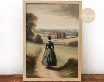 Thornfield Jane Eyre Poster, Jane Eyre painting, Jane Eyre Wall Art, Charlotte Brontë, Thornfield painting, Brontë Sisters DIGITAL DOWNLOAD