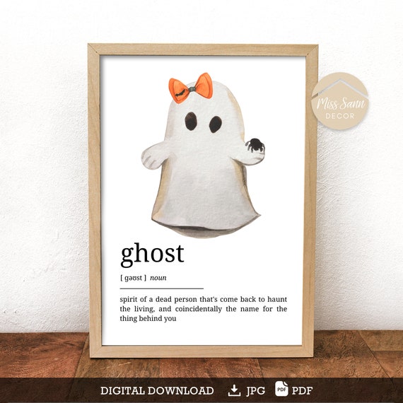 Ghost Dictionary Definition Ghost Poster Halloween Wall Art Etsy