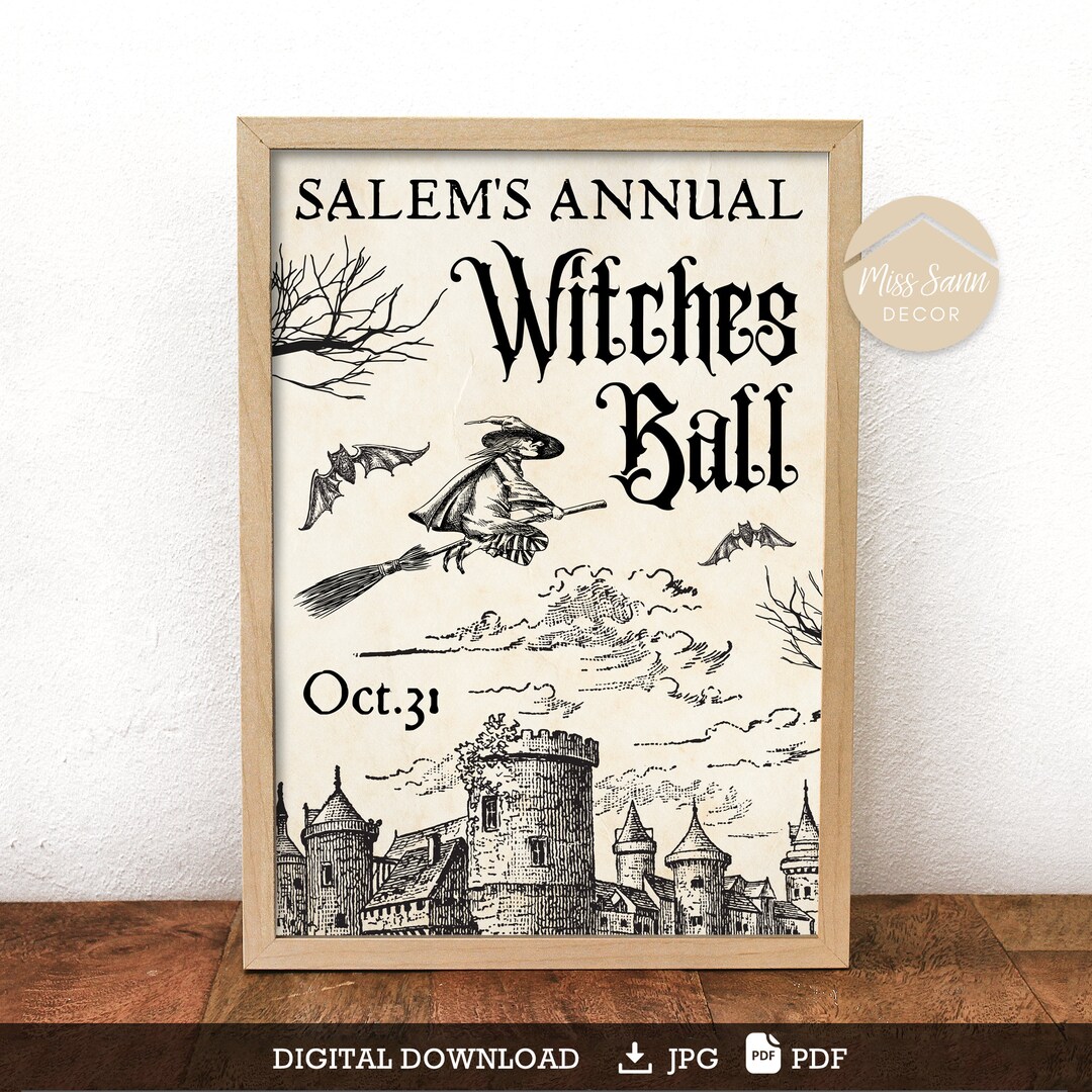 Salem Witches Ball Halloween Poster Halloween Wall Art Etsy