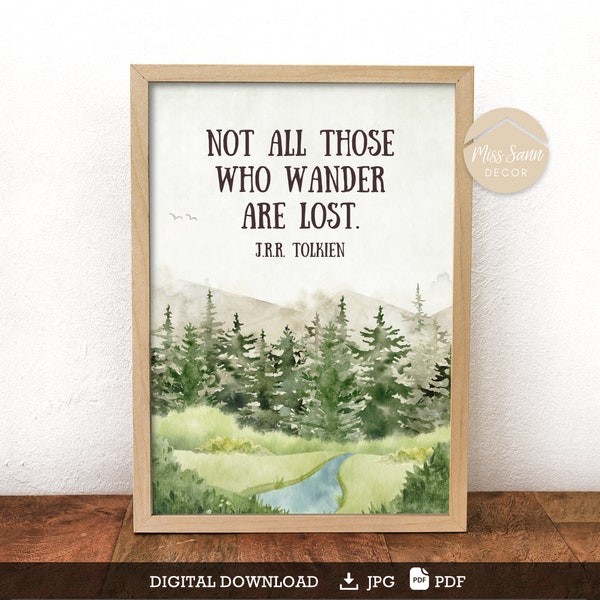 Not all those who wander are lost, Lord of the Rings, Tolkien poster, Lord of the Rings wall art, Aragorn poem DIGITAL DOWNLOAD