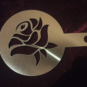 Rose Coffee Duster Stencil, Stainless Steel - food safe FREE POSTAGE
