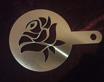 Rose Coffee Duster Stencil, Stainless Steel - food safe FREE POSTAGE