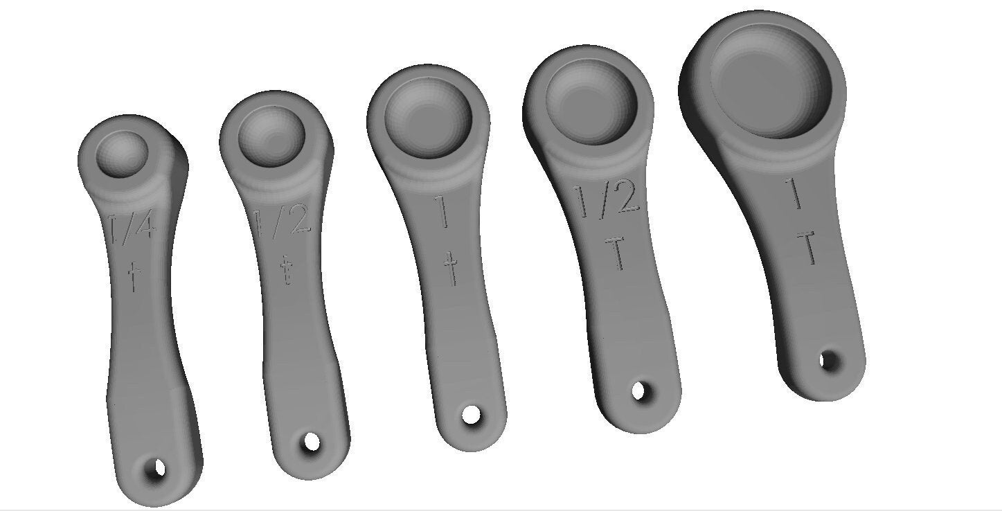 Measuring Spoons - Digital Download, STL 3D Model, CNC Router for Wood product or 3D printer