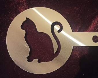 Cat Coffee Duster Stencil, Stainless Steel - food safe FREE POSTAGE