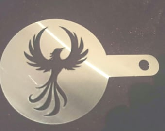 Phoenix Coffee Duster Stencil, Stainless Steel - food safe FREE POSTAGE