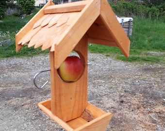 Meisenknödelhalter Vogelhaus mit Schindeln Braun Futterhaus Spender