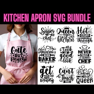 Funny Kitchen Apron SVG Bundle: Chef & Baking Designs (Digital Files)