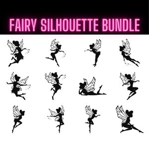 Fairy silhouet SVG bundel, Fairy clipart bundel, Tinkerbell SVG, vleugels SVG, laser gesneden bestanden, Cricut, silhouet, Glowforge