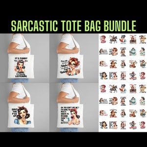 Funny Sarcastic Tote Bag Png Bundle, 19 Unique Designs, 19 PNG Files, Perfect For Tote Bag Sublimation Printing
