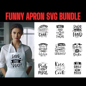 Chef Apron Svg, Funny Apron Svg, 44 Designs Bundle, Svg Png Eps Dxf Files, For Cricut Silhouette Glowforge and More