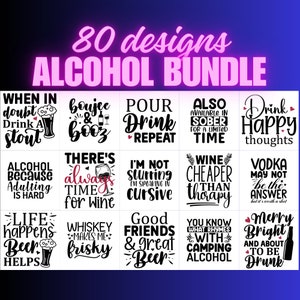 Alcool citations Svg Bundle, boire Svg, drôle d’alcool Svg, sarcastique alcool Svg, vin Svg, bière Svg, couper des fichiers pour Cricut & Silhouette