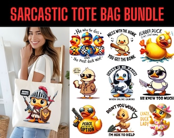 Sarcastic Tote Bag PNG Bundle: 35 Unique Designs (Digital Download)