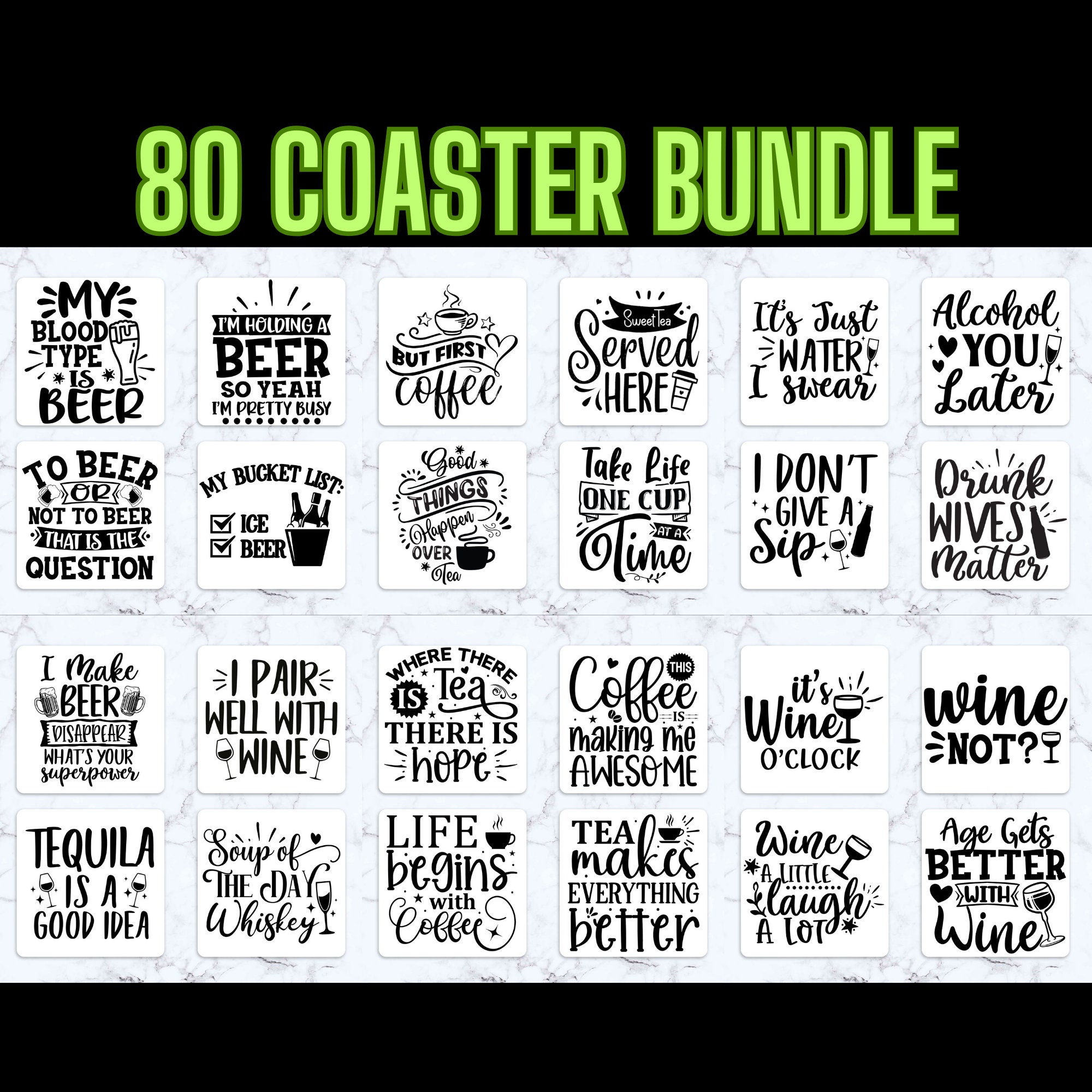 Funny Coaster SVG Bundle: Sarcastic Alcohol Quotes (digital Files) - Etsy, image size:2000x2000