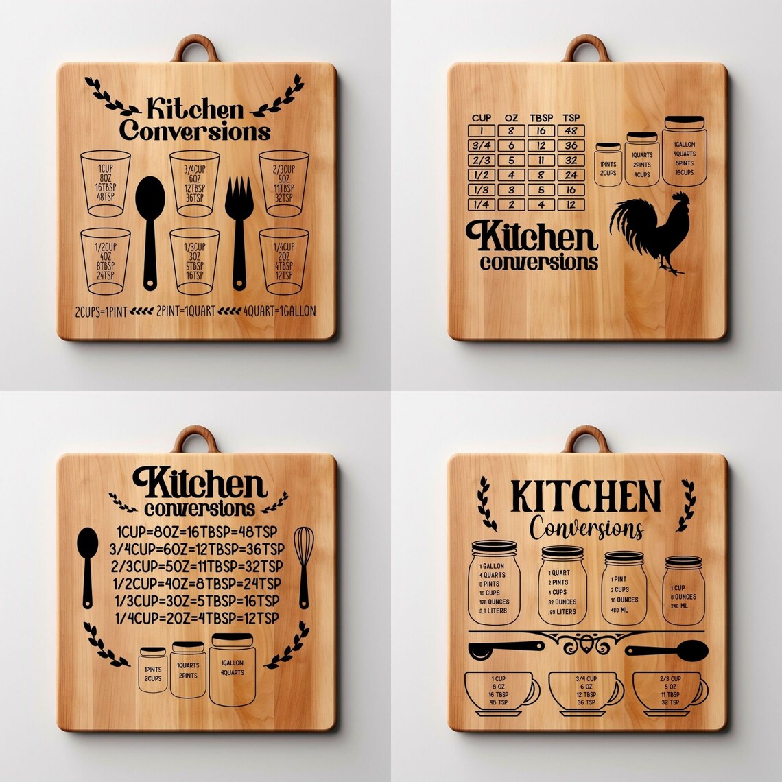 Kitchen Conversion Chart SVG Bundle: 15 Designs (digital Files) - Etsy