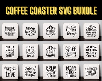 Funny Coffee Coaster SVG Bundle: 15 Designs (Cricut, Silhouette)