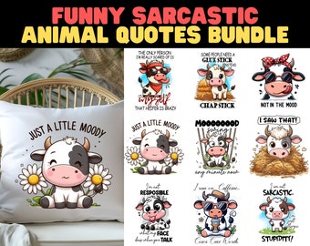 Funny Sarcastic Animal Quotes PNG Bundle: Sublimation Designs - Etsy