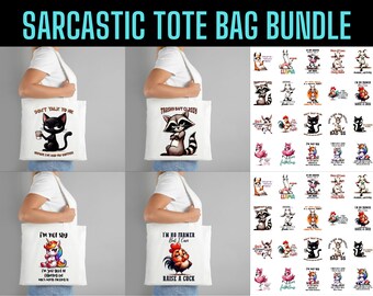 Sarcastic Tote Bag PNG Bundle: 20 Unique Designs (Digital Download)