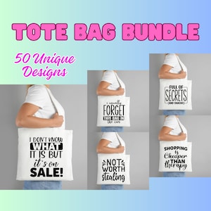 Pacchetto Svg borsa tote, citazioni divertenti borsa tote Svg, borsa tote in tela detti Svg, file tagliati per Cricut e Silhouette