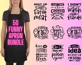 Pakiet zabawnych powiedzonek na fartuch w formacie SVG: pliki dekoracji kuchennych dla Cricut, Silhouette i Glowforge