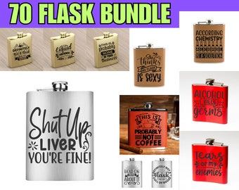 Flask Svg Bundle, Alcohol Quotes Svg, Drinking Quotes Svg, Funny Sarcastic Flask Quotes Svg, Cut Files For Cricut & Silhouette
