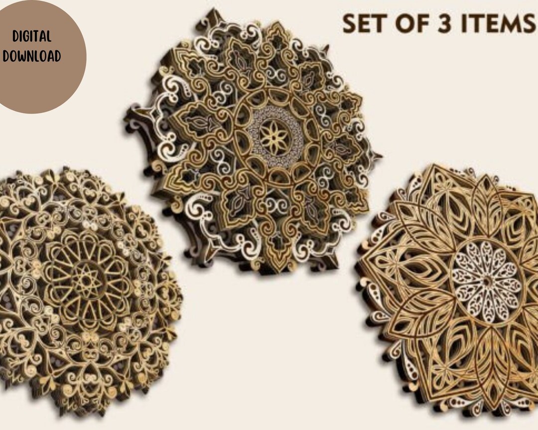 Mandala Wall Art Svg Set of 3 Mandala Wall Decor Mandala Etsy