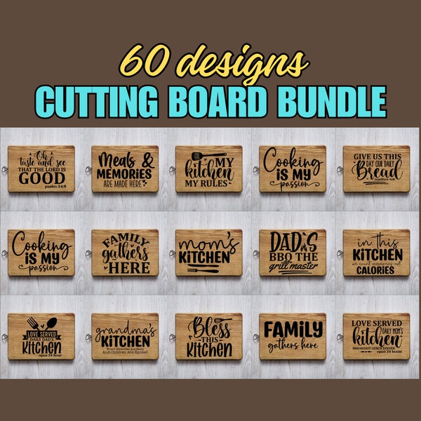 Cutting board svg bundle, Kitchen svg, Cooking svg, Baking svg, Files For Cricut, Silhouette, Glowforge and More