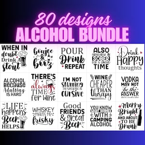 Pacchetto Svg di alcol, Citazioni di alcol Svg, Bere Svg, Vino Svg, Birra Svg, Vodka Svg, Whiskey Svg, File tagliati per Cricut e Silhouette