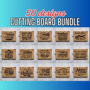 Schneidebrett geschnitten Datei, 50 einzigartige Designs, Dateien für Cricut, Silhouette, Glowforge und mehr