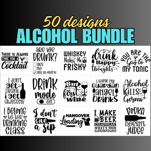 Paquete divertido de alcohol svg, beber svg, citas de alcohol svg, ginebra svg, cerveza svg, vodka svg, whisky svg, cortar archivos para Cricut y silueta