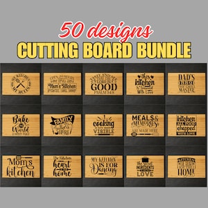 Schneidebrett Bundle, 50 einzigartige Schneidebrett Designs, Dateien für Cricut, Silhouette, Glowforge und mehr