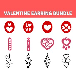 Valentine Ohrring-Svg-Bundle, 30 einzigartige Ohrring-Designs, Dateien für Cricut, Silhouette, Glowforge und mehr