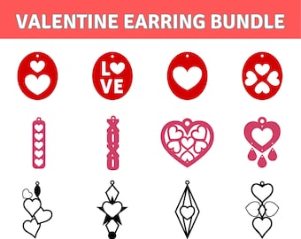 Valentine Earring SVG Bundle: 30 Unique Designs (Cricut, Silhouette, Glowforge)