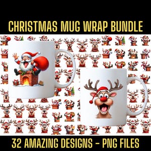 Kerstman mokomslag png-bundel, 32 geweldige ontwerpen, 32 png-bestanden, perfect voor het printen van moksublimatie