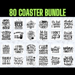 Drink Coaster Svg bundel, sarcastische Coaster Svg, grappige Coaster Svg, Coaster Quotes Svg, bestanden voor Cricut, silhouet, Glowforge en meer