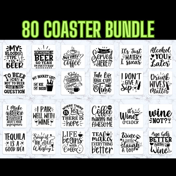 Drink Coaster Svg Bundle, Sarcastic Coaster Svg, Funny Coaster Svg, Coaster Quotes Svg, Files For Cricut, Silhouette, Glowforge and More