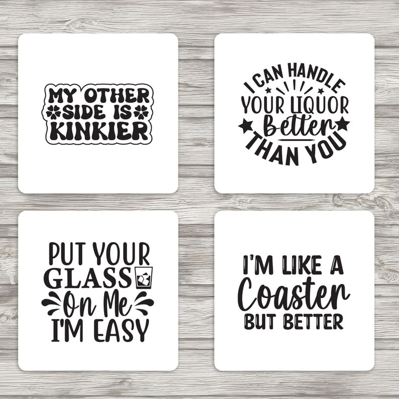 Funny Coaster SVG Bundle: 20 Designs for Cricut, Silhouette, Glowforge ...