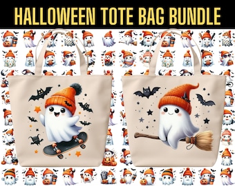 Halloween Geist Tragetasche PNG Bundle: 30 Sublimationsdesigns (Digitaler Download)