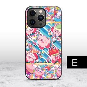 May include: A black iPhone case with a colorful design featuring a pink cartoon character with stars and stripes. The case has a cutout for the camera lens.
