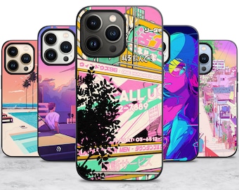 Japanese City Pop Art Phone Case for iPhone 17 Air 16 16E 15 Case for Samsung S25 S24 A55 A35 A16 Case for Pixel 10