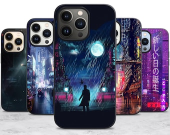 Cyberpunk Art Case Manga Phone Case for iPhone 16 16E 15 14 13 Pro Max Plus Mini Case for Samsung S25 S24 A16 Ultra FE Case for Google Pixel