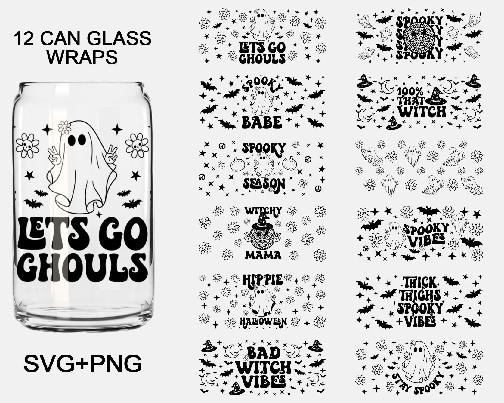 Halloween Glass Can Designs - Etsy
