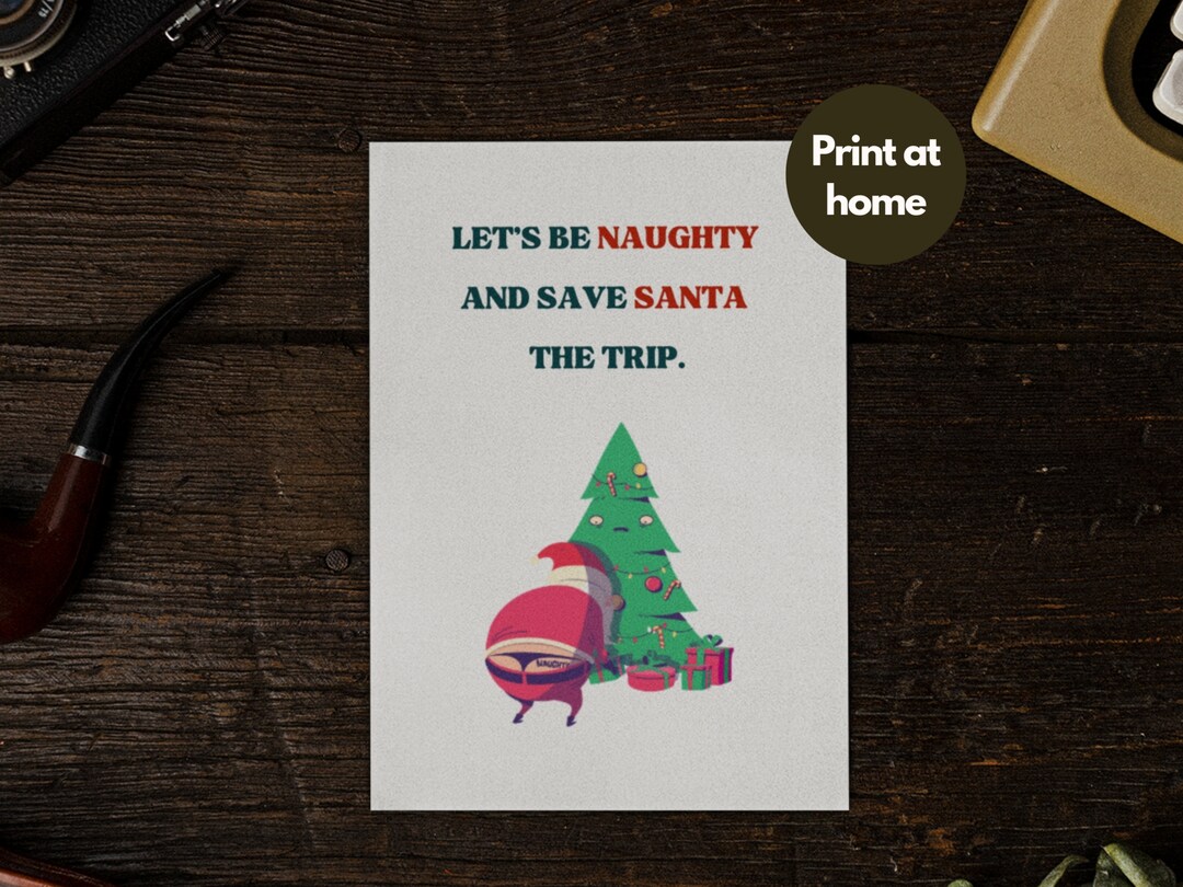 Funny Naughty Christmas Cards Printable Pun Christmas Card - Etsy